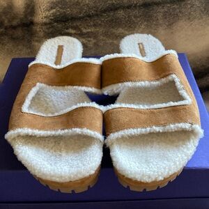 Tamara Mellon Shearling Suede Slides Made in Italy 🇮🇹